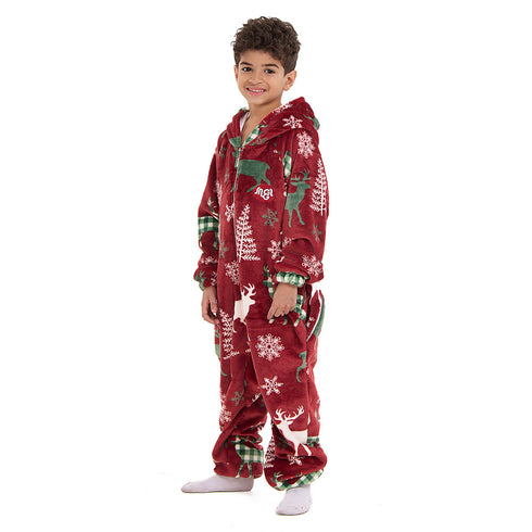 Snuggs Kids Blanket Onesie Red Christmas Deer